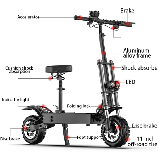 eHoodax Electric Scooter, 5600W Dual Motor, 60V40AH, 11-Inch Tires, Regular Version 20 Miles - HB07 - Image 7 eHoodax Electric Scooter, 5600W Dual Motor, 60V40AH, 11-Inch Tires, Regular Version 20 Miles - HB07 - Image 7