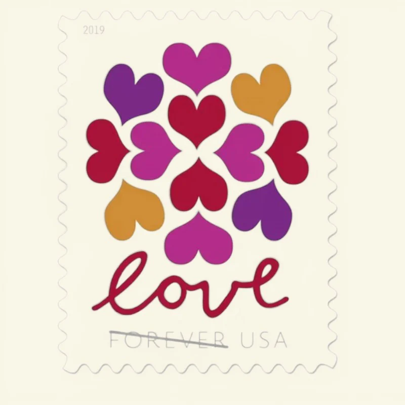 2019 Love Whole Hearted First Class- Forever Postage Stamps(100 Stamps 5 Sheets)