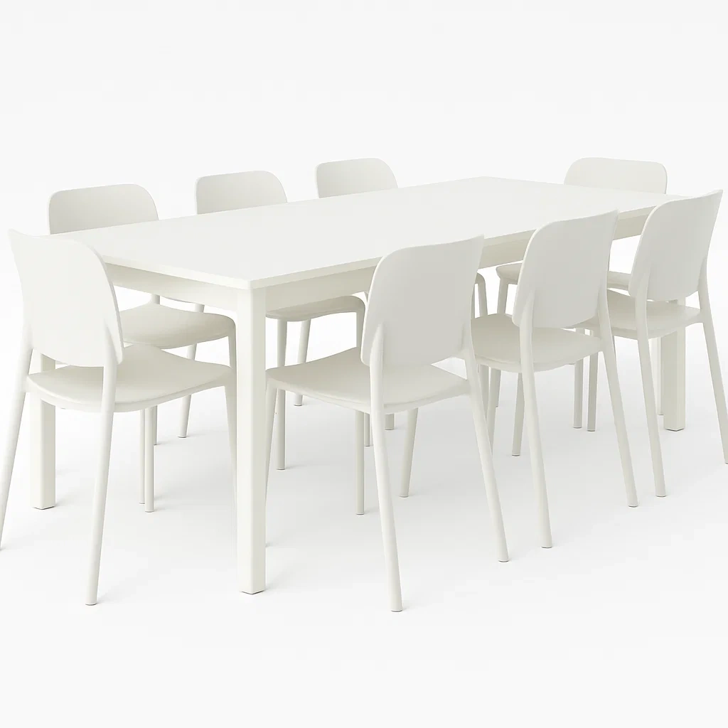 Conjunto de comedor de jardín 8 plazas, mesa y 8 sillas, blanco - YdoJahs192FU