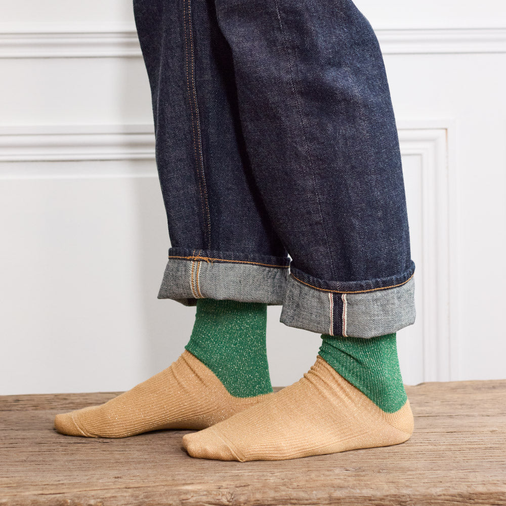 Merci - Chaussettes Ludo - Vert & Or