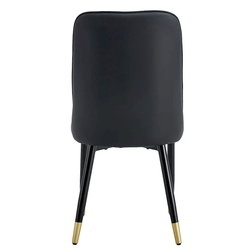 Contemporary Set of 4 Faux Leather Dining Chairs with Cushioned Backrests and Metal Legs – Ideal for Dining Rooms, Living Rooms, and Bedrooms