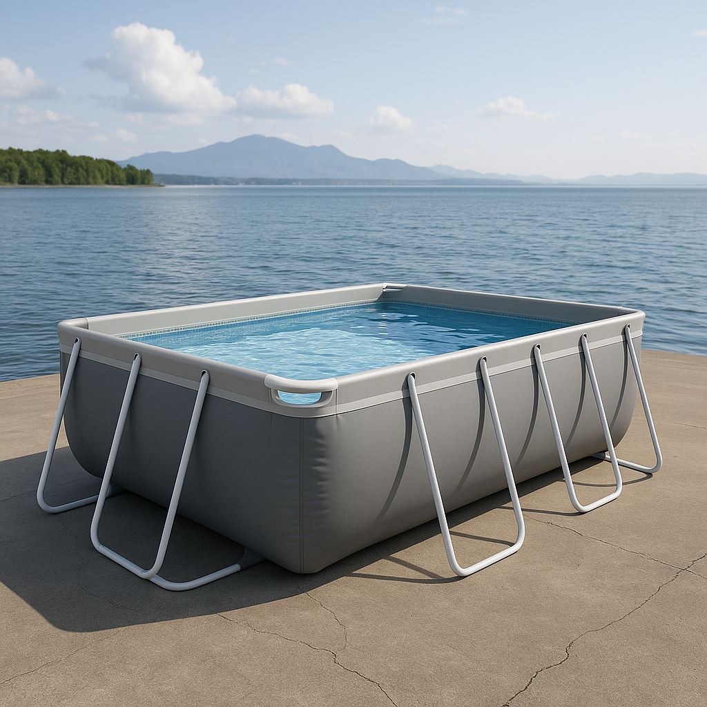 Piscina tubular rectangular Rectangular Sí Piscina Tubular PVC y acero Jardín Gris 732x366x132 cm