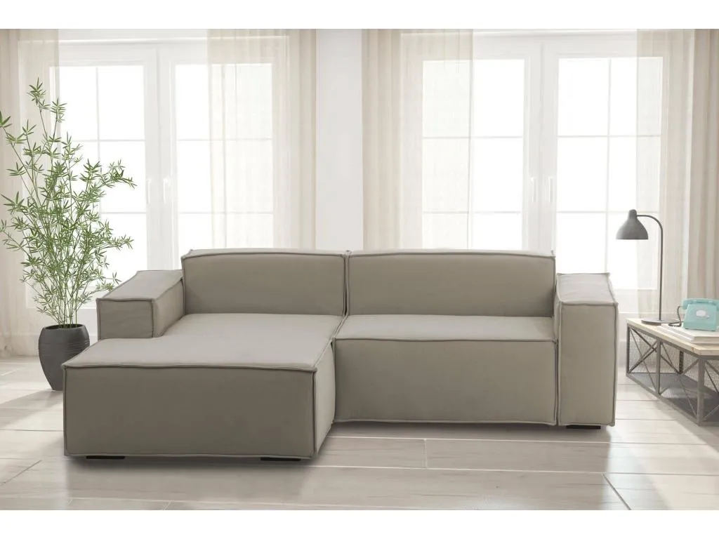 Sofá fijo Homepleno Sofá modular 2 plazas península izquierda Made in Italy Sofá moderno en tela Cm 220x170h70 Tórtola 68400mffh