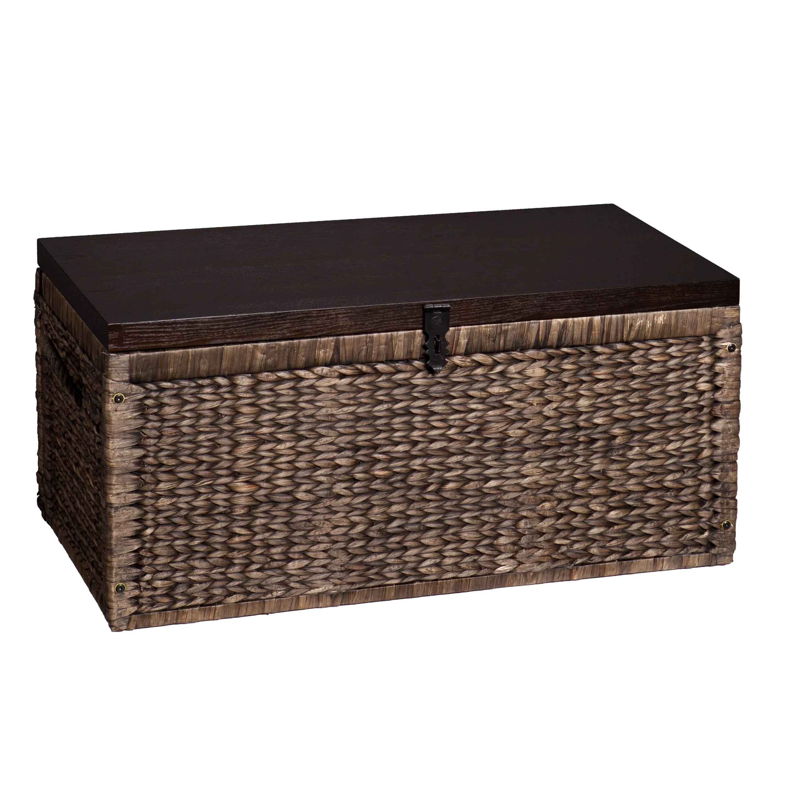 Samford Water Hyacinth Storage Trunk, Blackwashed with Espresso - Image 10