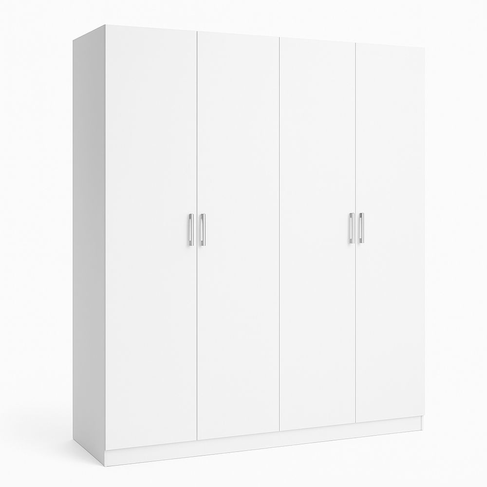 Armario de almacenamiento moderno de 4 puertas,blanco,estructurado y funcional,estilo minimalista,ideal para dormitorio y sala de estar