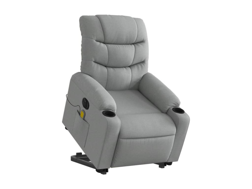 Sillón de masaje eléctrico reclinable elevable tela gris claro