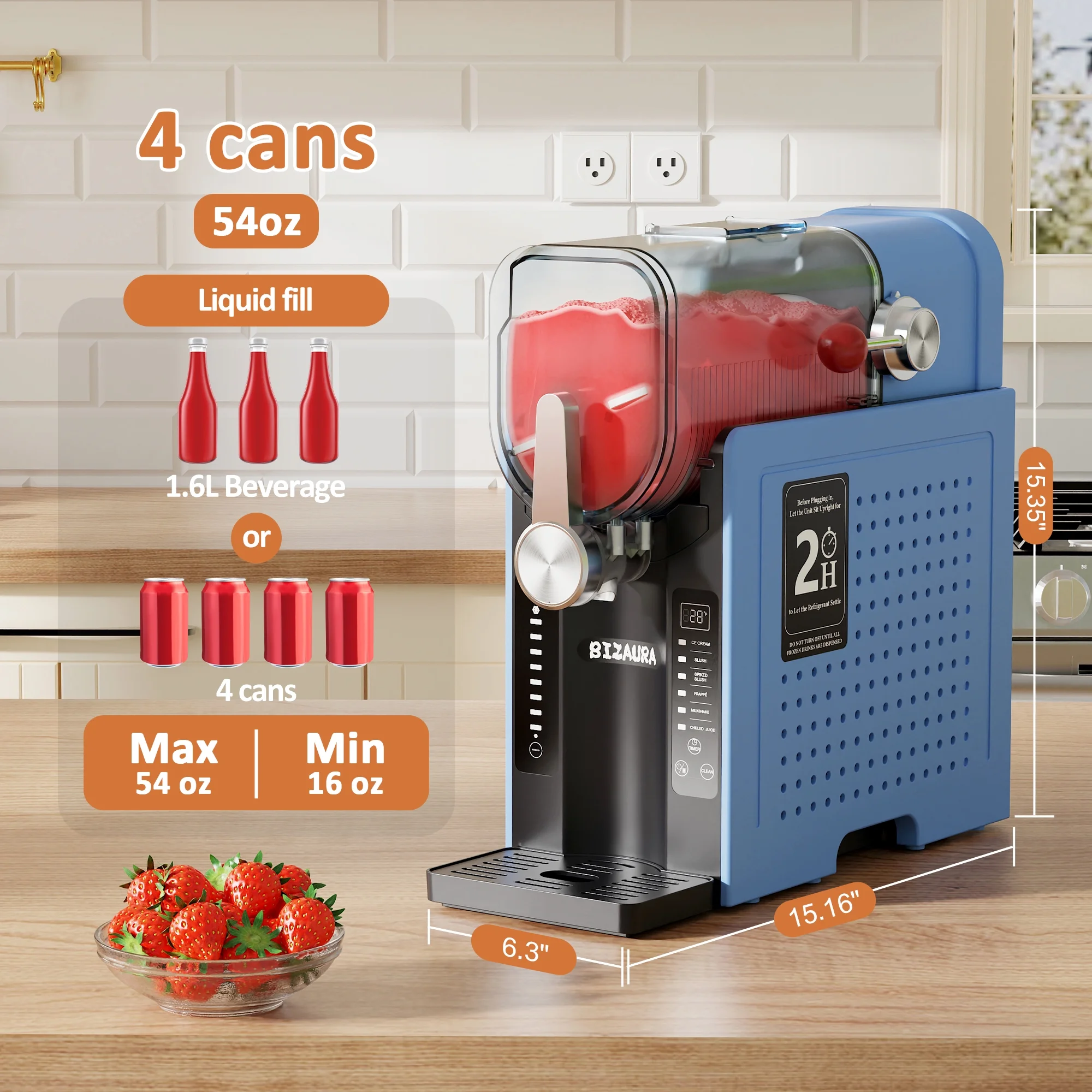 BIZAURA Slushie Machine, Slushy Machine for Home No Ice Need, Professional Frozen Drink Maker, 6 Presets for Milkshakes, Frapp-s, Slush, Ice Cream - Image 11