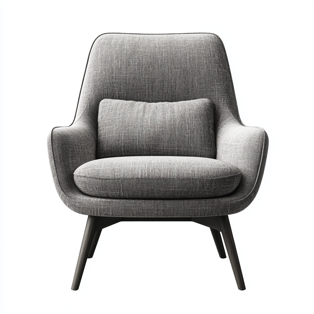 Sillón tapizado gris con cojín lumbar 70x75 cm