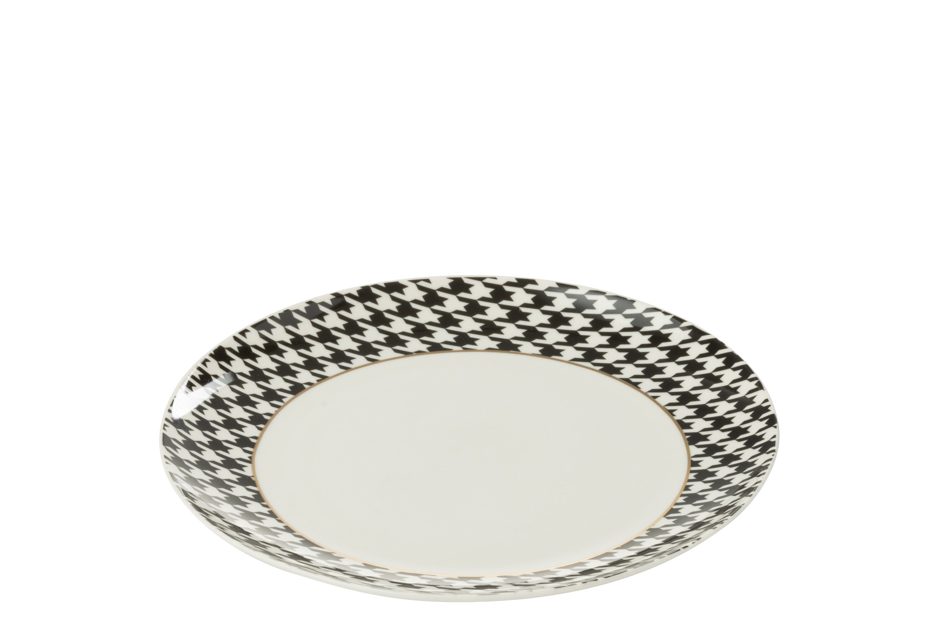 J-Line bord Pied-De-Poule - porselein - wit zwart - medium -