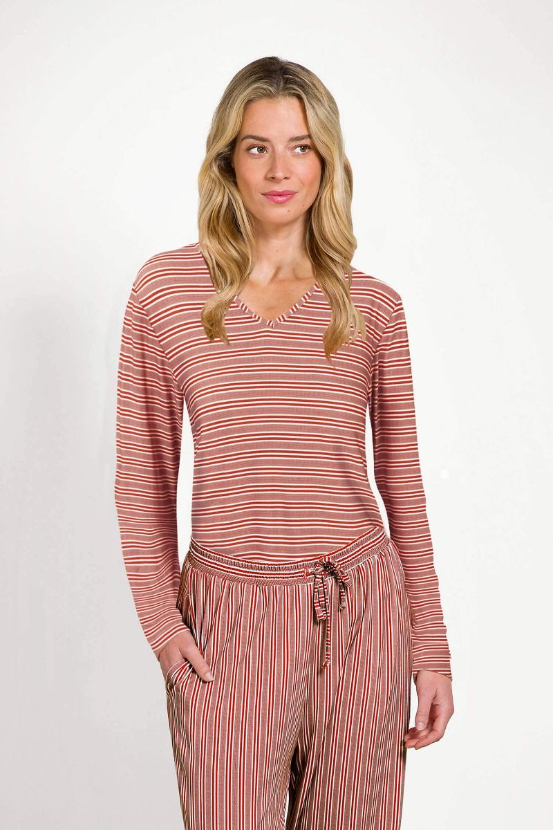Trice Long Sleeve Top Kente Stripe Pink