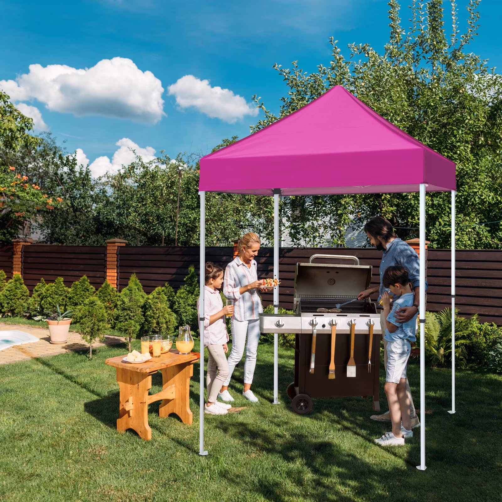 EAGLE PEAK 5x5 Pop up Canopy Tent Instant Outdoor Canopy Easy Set - up Straight Leg Folding Shelter（blue）