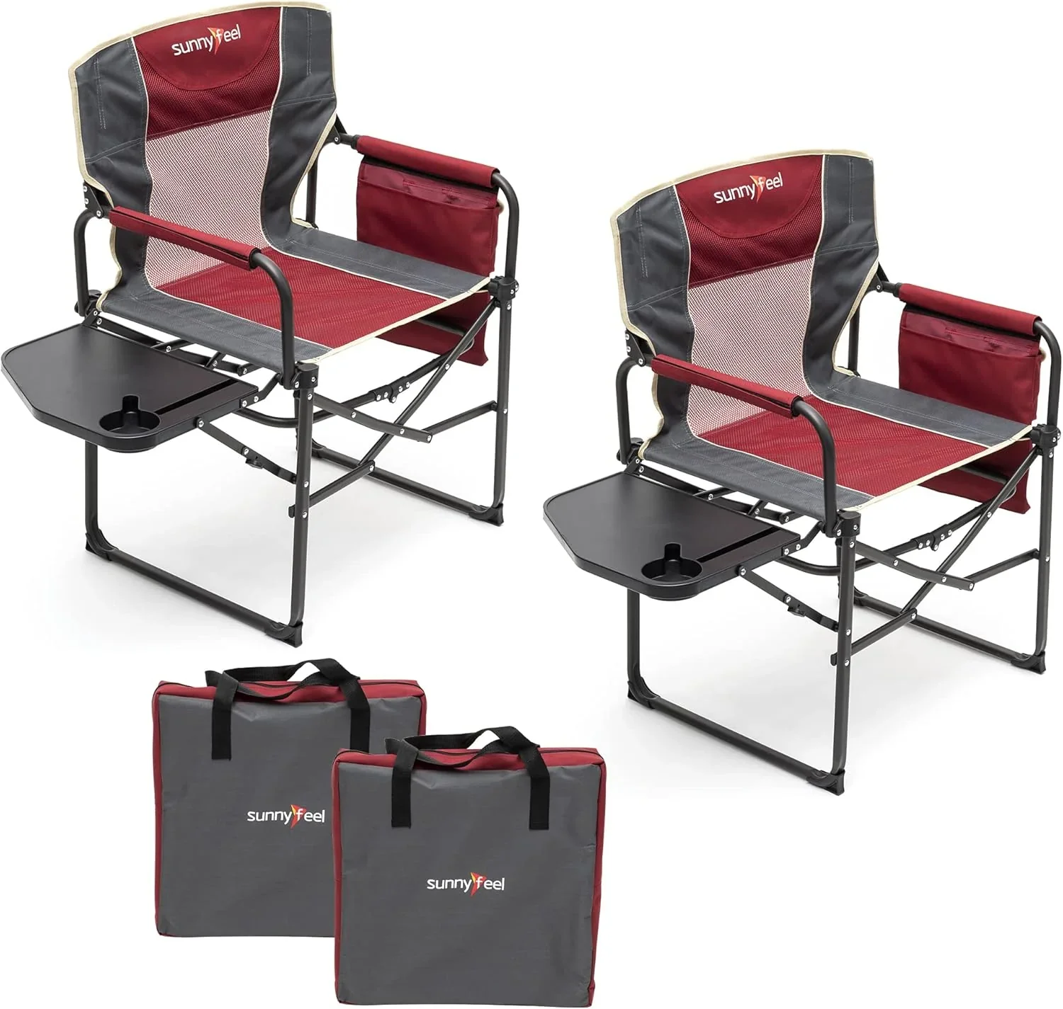 Folding Camping Chairs With Side Tables And Storage Bags - 2 Pcs - Image 4 Folding Camping Chairs With Side Tables And Storage Bags - 2 Pcs - Image 4
