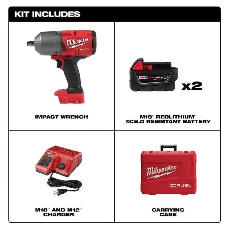 Milwaukee M18 FUEL 1/2 in High-Torque Impact Wrench Kit With Friction Ring Drive - 2767-22R - Image 2 Milwaukee M18 FUEL 1/2 in High-Torque Impact Wrench Kit With Friction Ring Drive - 2767-22R - Image 2