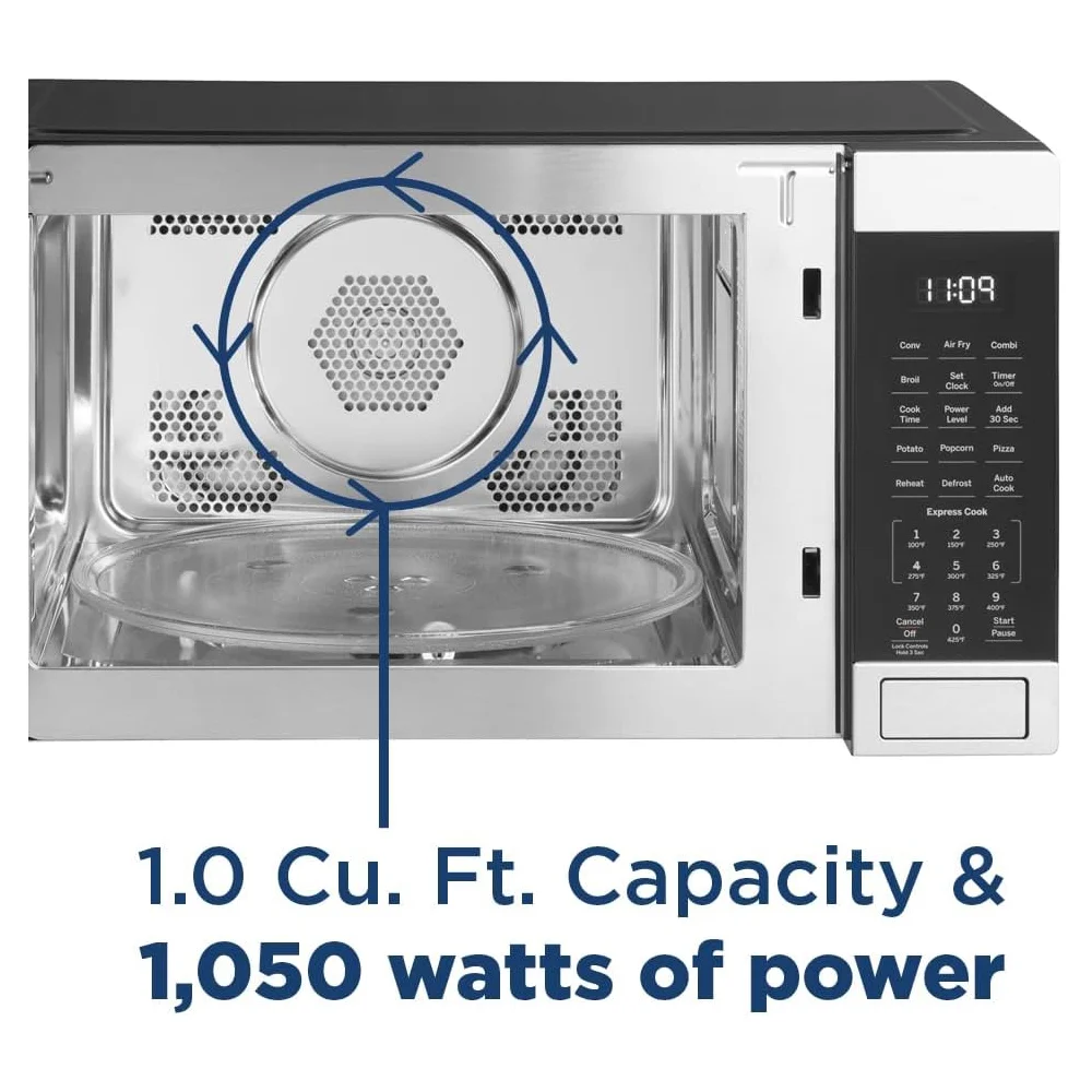 GE 3-in-1 Microwave Oven, 1,050 Watts Air Fryer, Broiler & Convection 1.0 Cu. Ft - Image 3