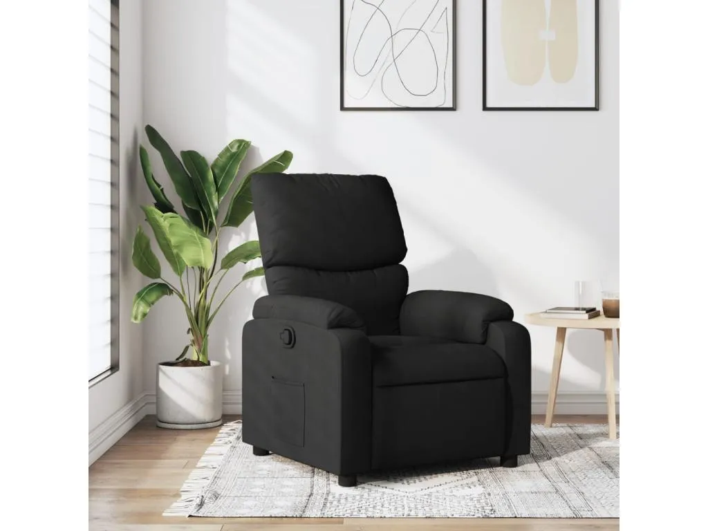Sillón reclinable de tela negro