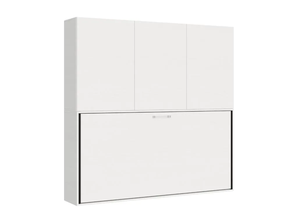 Cama abatible horizontal Lluesmamuebles blanca 85x185 cm con almacenaje y librería composición D-Colchones 1 colchón 85x185cm