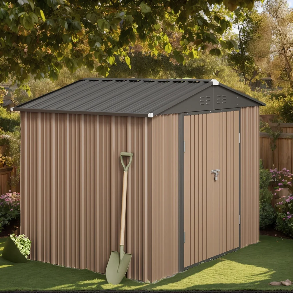 5'x3' Outdoor Storage Shed, Asofer Shed and Outdoor Storage Clearance, Weatherproof Tool Shed, Brown - Image 31