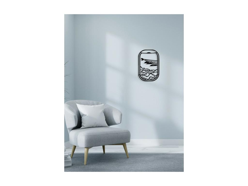 Decoración de Metal Avión, Negro, 40x0,15x61 cm, Mubdelu