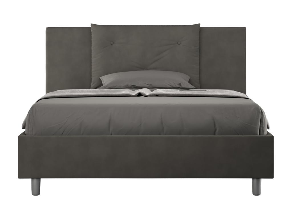 Cama doble con almacenaje acolchada 140x200 microfibra gris Appia
