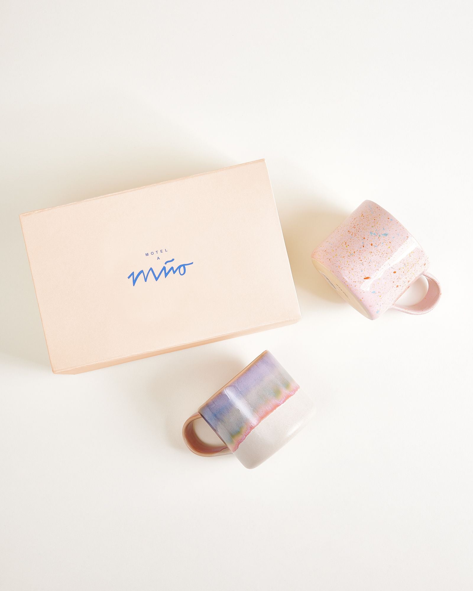Nódoa Geschenk-Set Tasse groß rosa blau 3-teilig