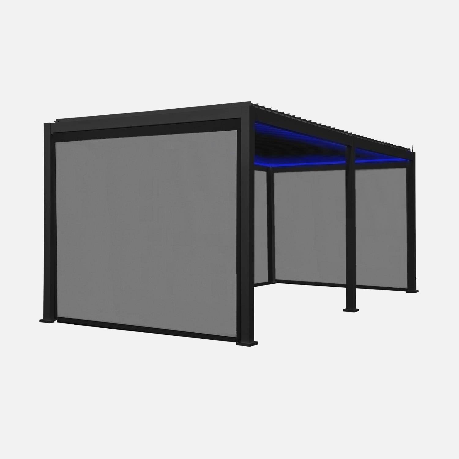 Triomphe 3x6m LED + accesorios - Pérgola bioclimática eléctrica de aluminio con LED 3x6m  + 4 toldos de 3m