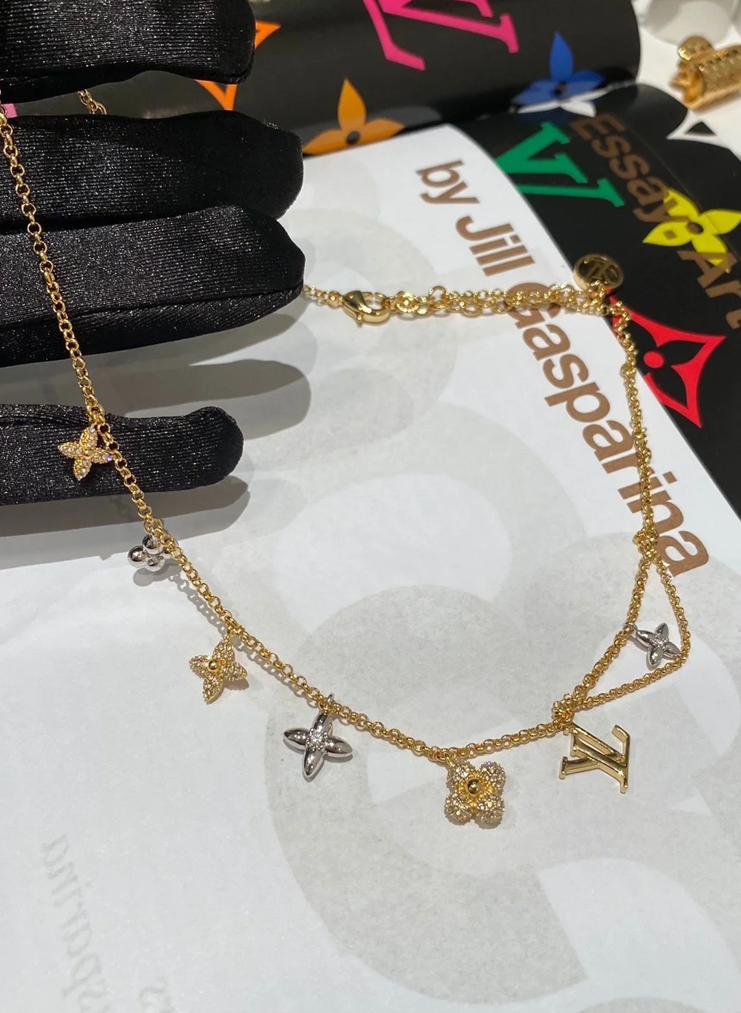 Louis Vuitton Mixed Metal Color Charms Necklace - Original Replica Club