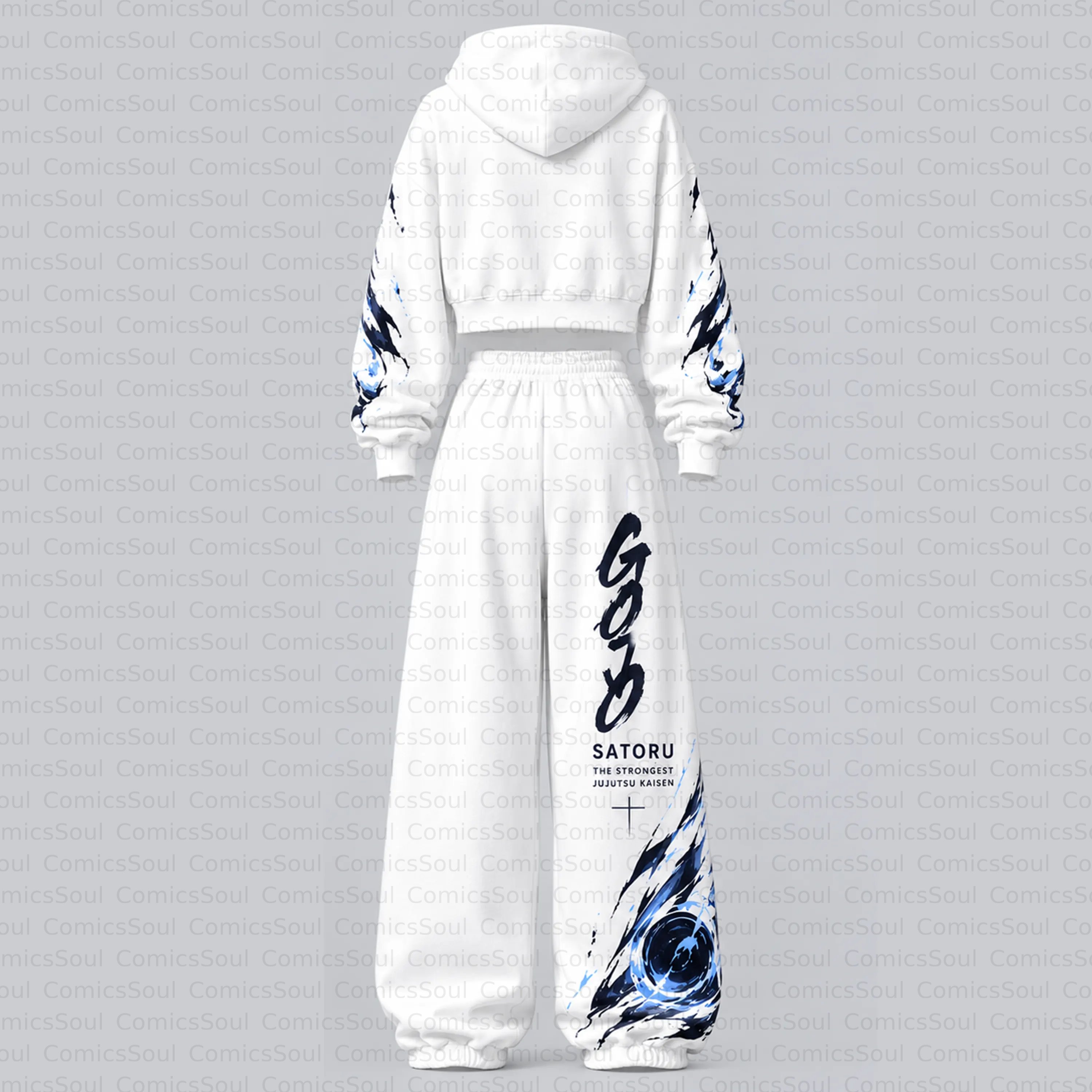 Jujutsu Kaisen Cropped Long Sleeve Hoodie & High Waist Jogger Pants Two Piece TeeThreads Sustain the Scene with Custom Apparel