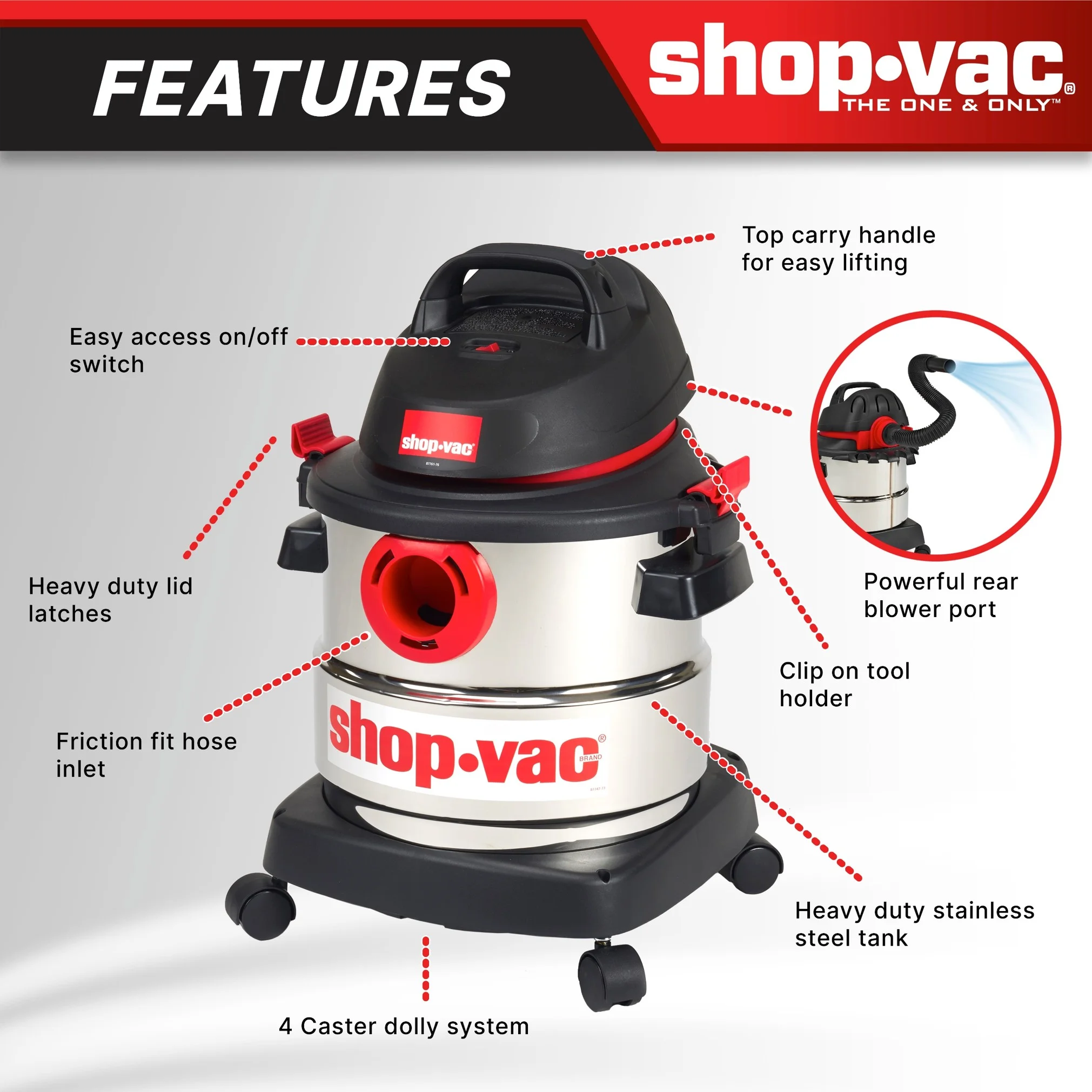 Shop-Vac 5 Gallon 4.5 Peak HP Wet Dry Vacuum - Image 3