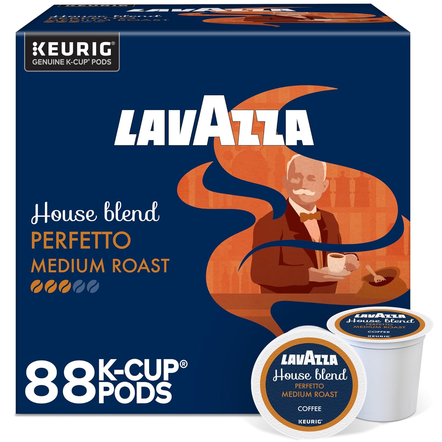Lavazza House Blend Perfetto. Single-Serve Keurig K-Cup Pods. Medium Roast Coffee. 88-Count Box (4 Packs of 22)