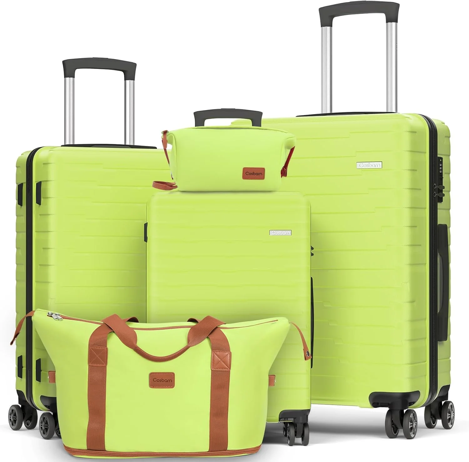 5-piece luggage set with wheels, ABS hardshell suitcase with spinner wheels