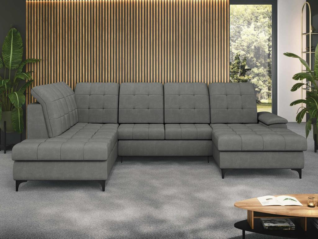 Sofá rinconero Sanford 100, Gris, Función de descanso, Caja de ropa de cama, 330x212cm