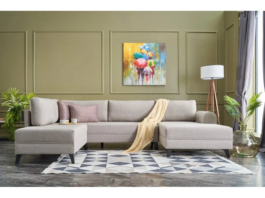 Sofá rinconero Luxmbls 316 De color marrón claro Función de descanso 300x202x78cm DGTE89071