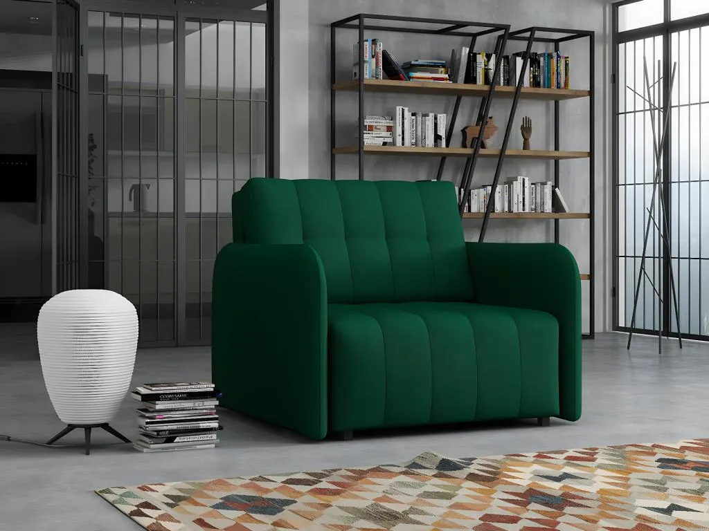 Sillón Quietena - Verde - 85x95x98cm - Tapiz - Patas Madera