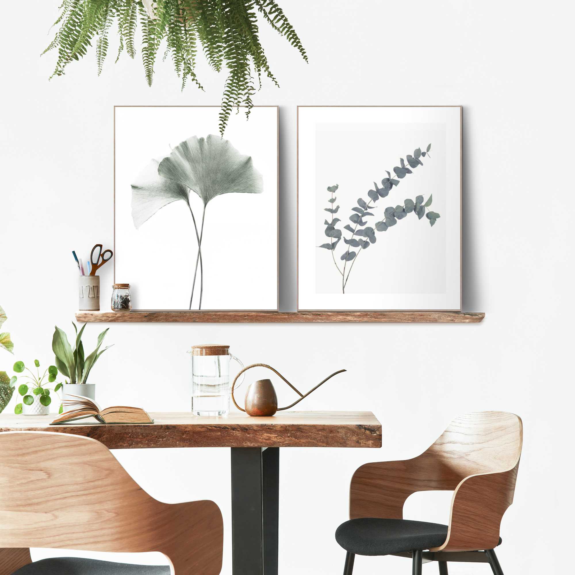 Reinders - Ginkgo Eucalyptus - Schilderijen set 2x 50x40cm Hout