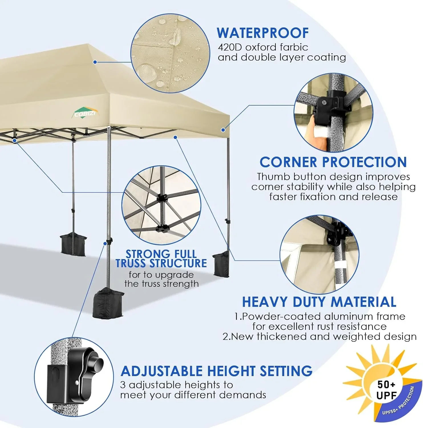 COBIZI 10x20 Heavy Duty Pop up Canopy Tent 6 sidewalls Commercial Canopy Wedding Party Tents