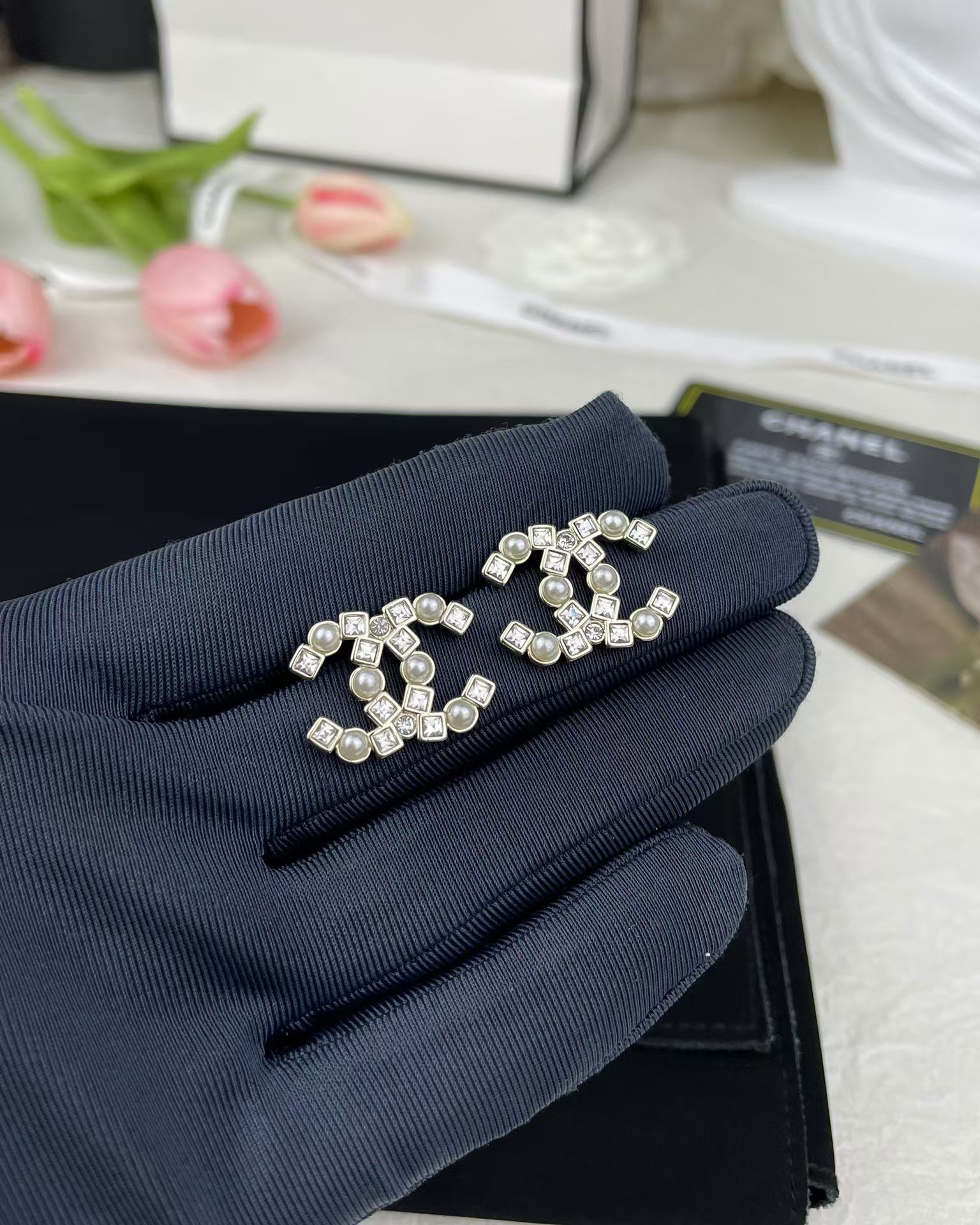 Chanel Pearl and Diamond Paved Earring Stud - Original Replica Club