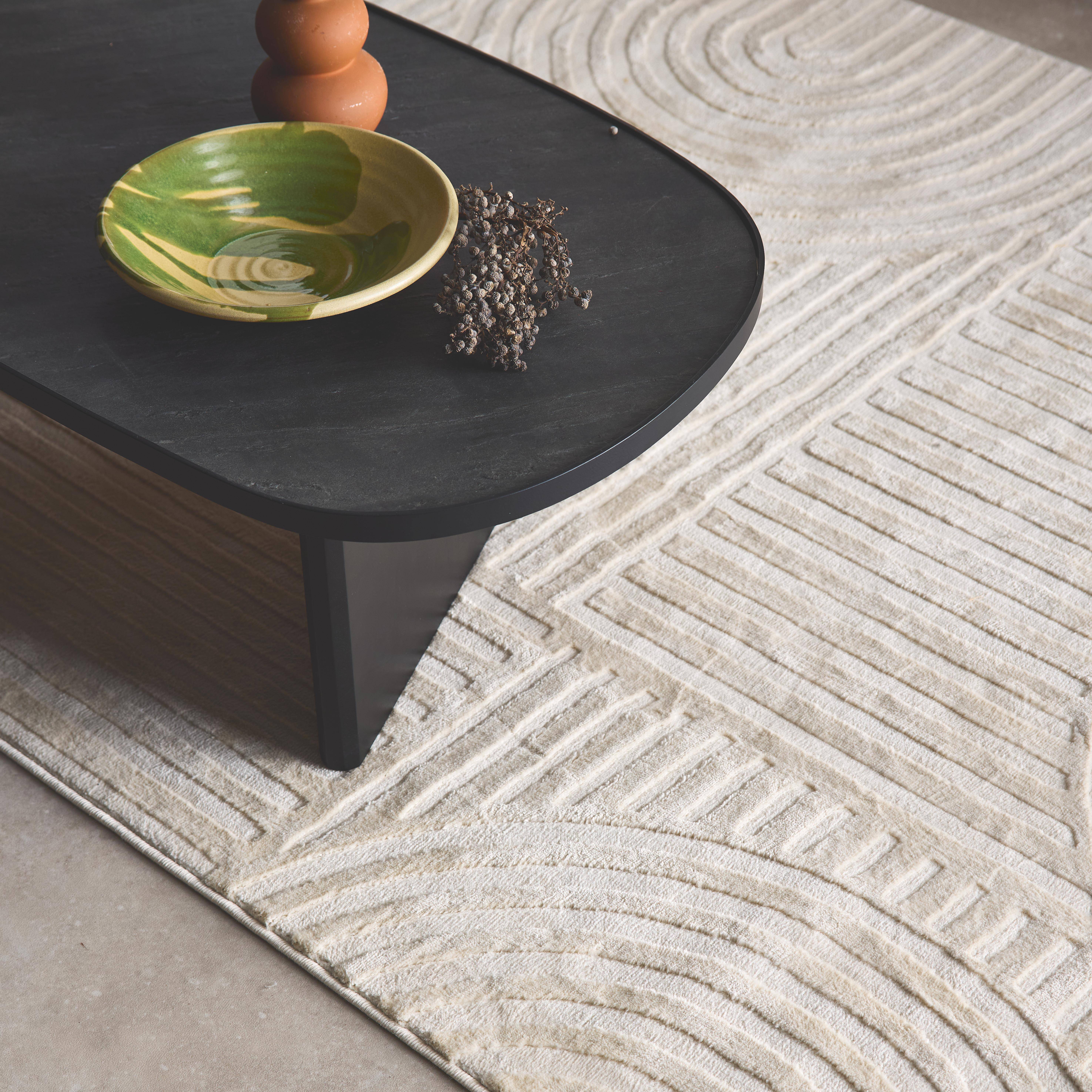 Jenny - Alfombra interior con diseño gráfico arcos, crema