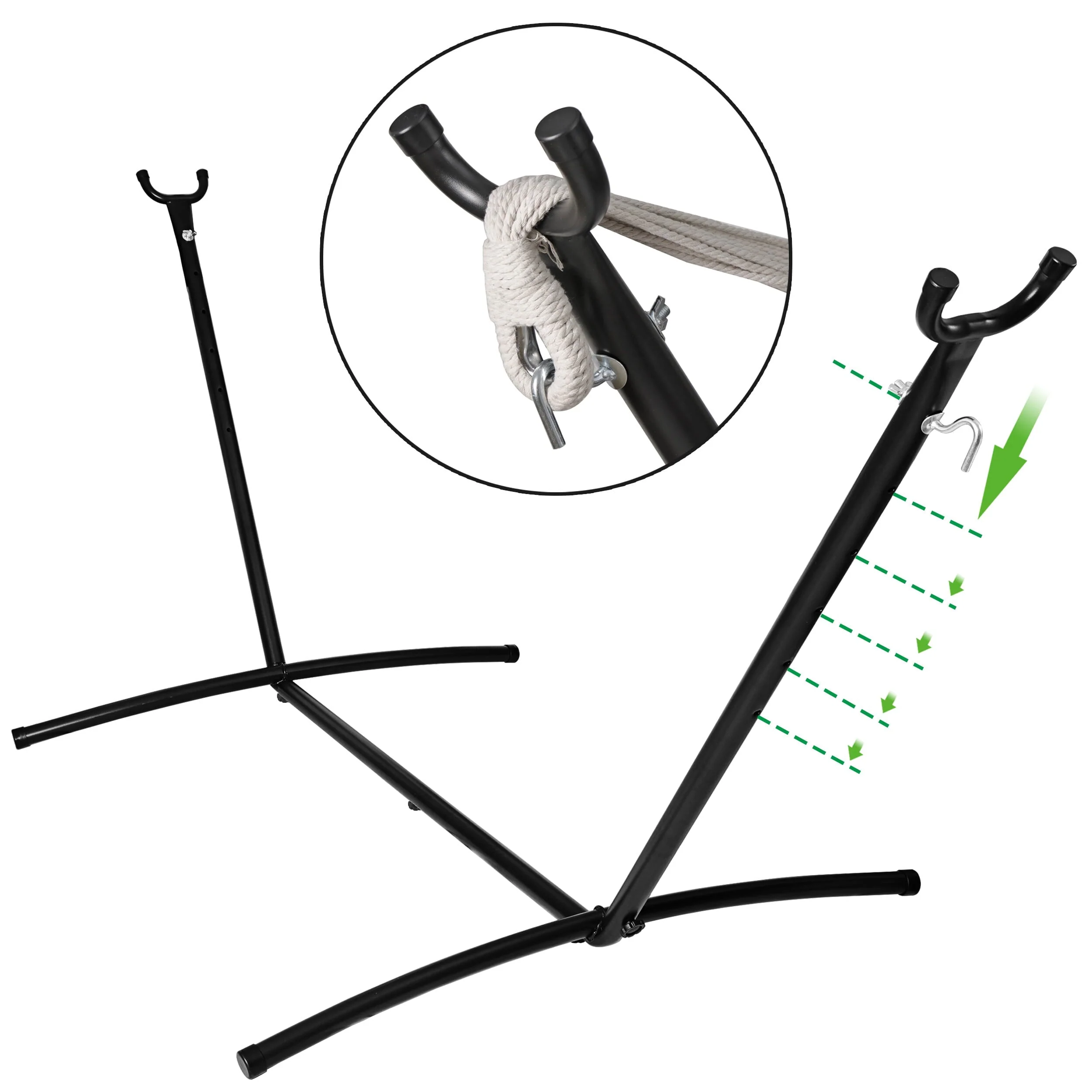 ZenSports 450lbs Adjustable 9FT Double Steel Hammock Stand Frame W/Portable Carry Bag, Black - Image 3