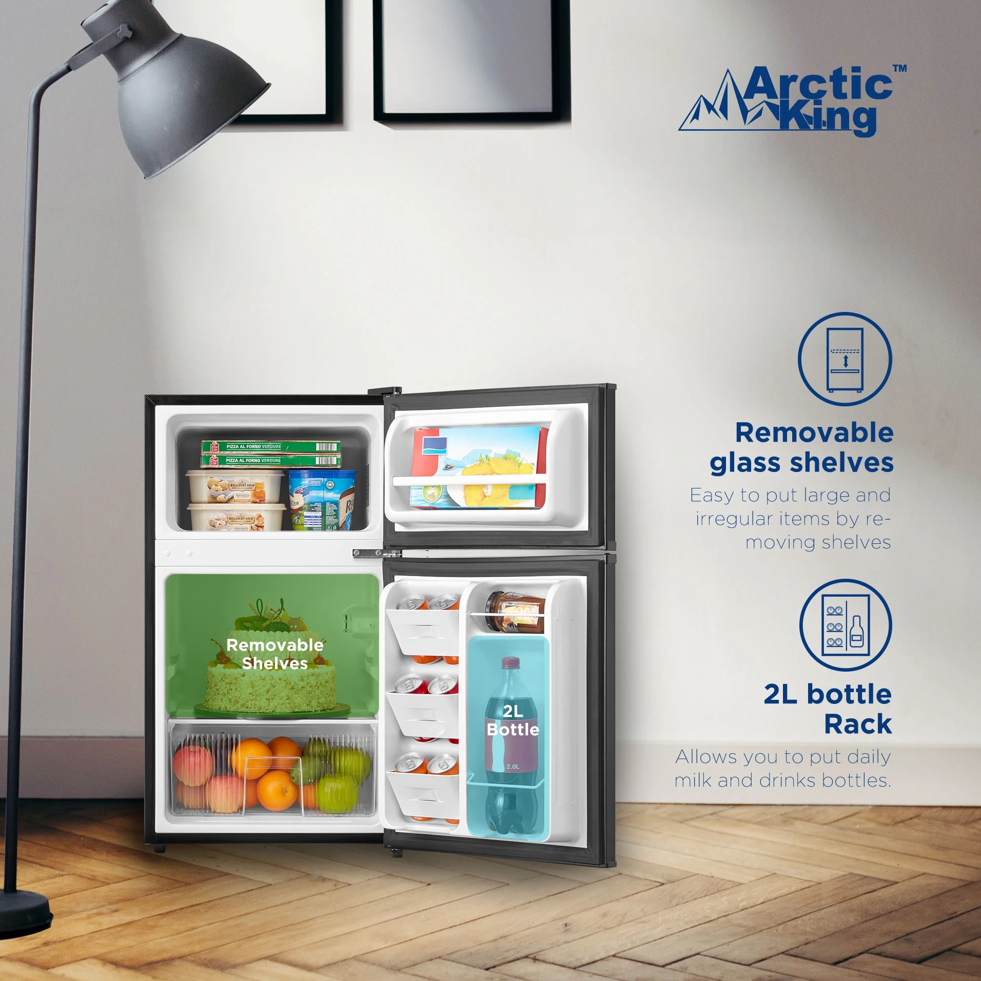 Arctic King 3.2 Cu ft Two Door Mini Fridge with Freezer, Stainless Steel, E-Star - Image 33