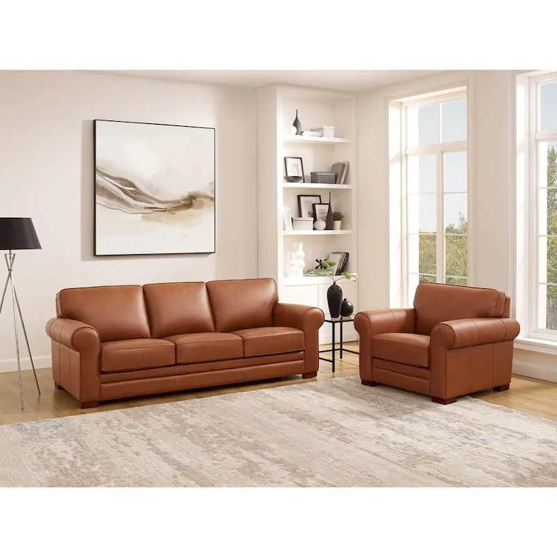 Hydeline Brookfield Premium Top Grain Leather Sofa and Chair Set