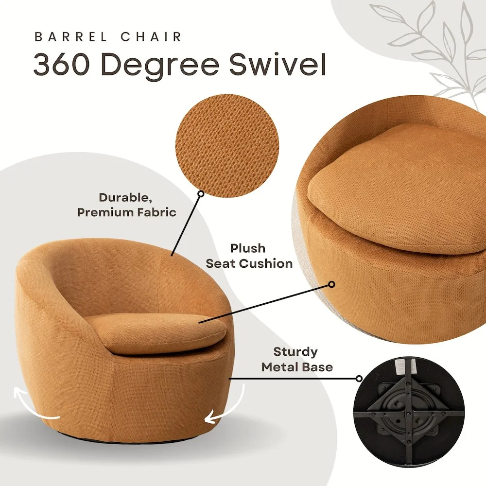 Roundhill Furniture Winnie Modern Barrel Chair, 360- Swivel - Image 50