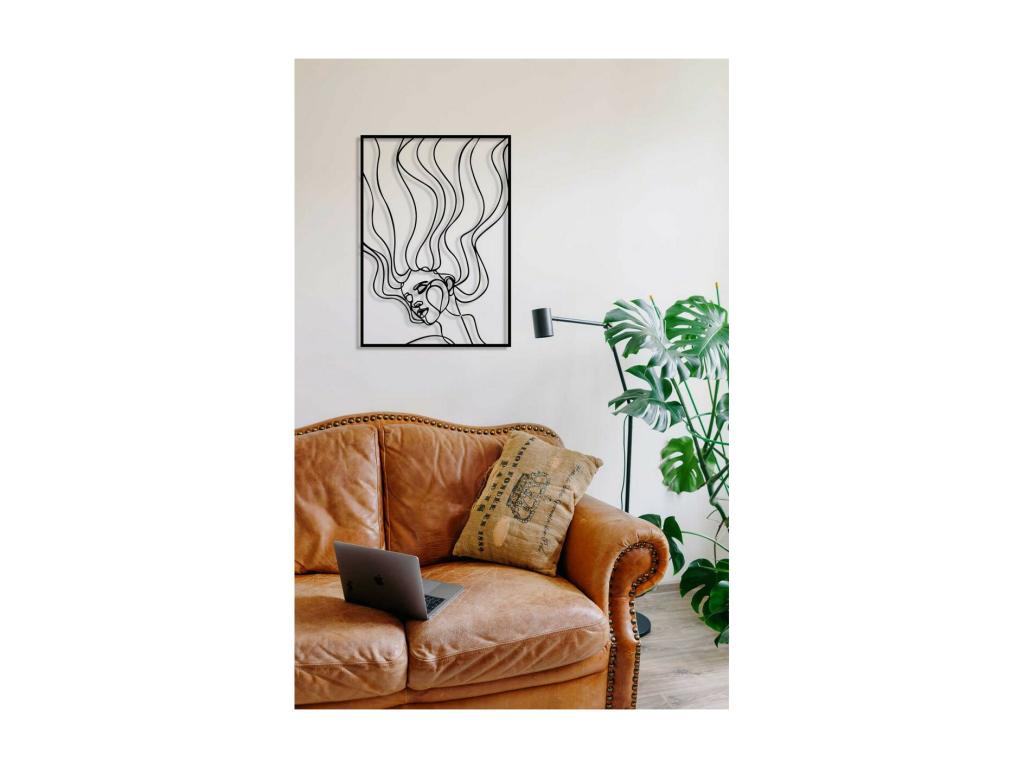 Decoración de Metal Cara 12, Negro, 50x0,15x70 cm, Casaplu