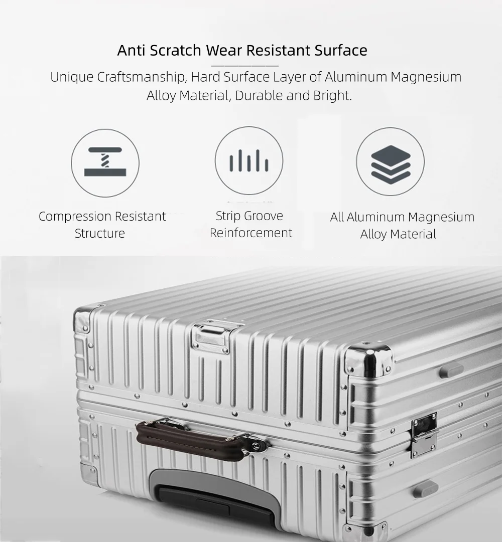 All Aluminum Magnesium Carry on Luggage Airline Approved, Hardside Carry on Suitcase with TSA Lock, Zipperless Luggage Checked Luggage Metal Rolling Luggage for Travel, Business - Image 4