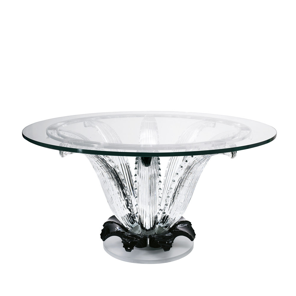 TABLE CACTUS RONDE - CRISTAL INCOLORE ET NOIR