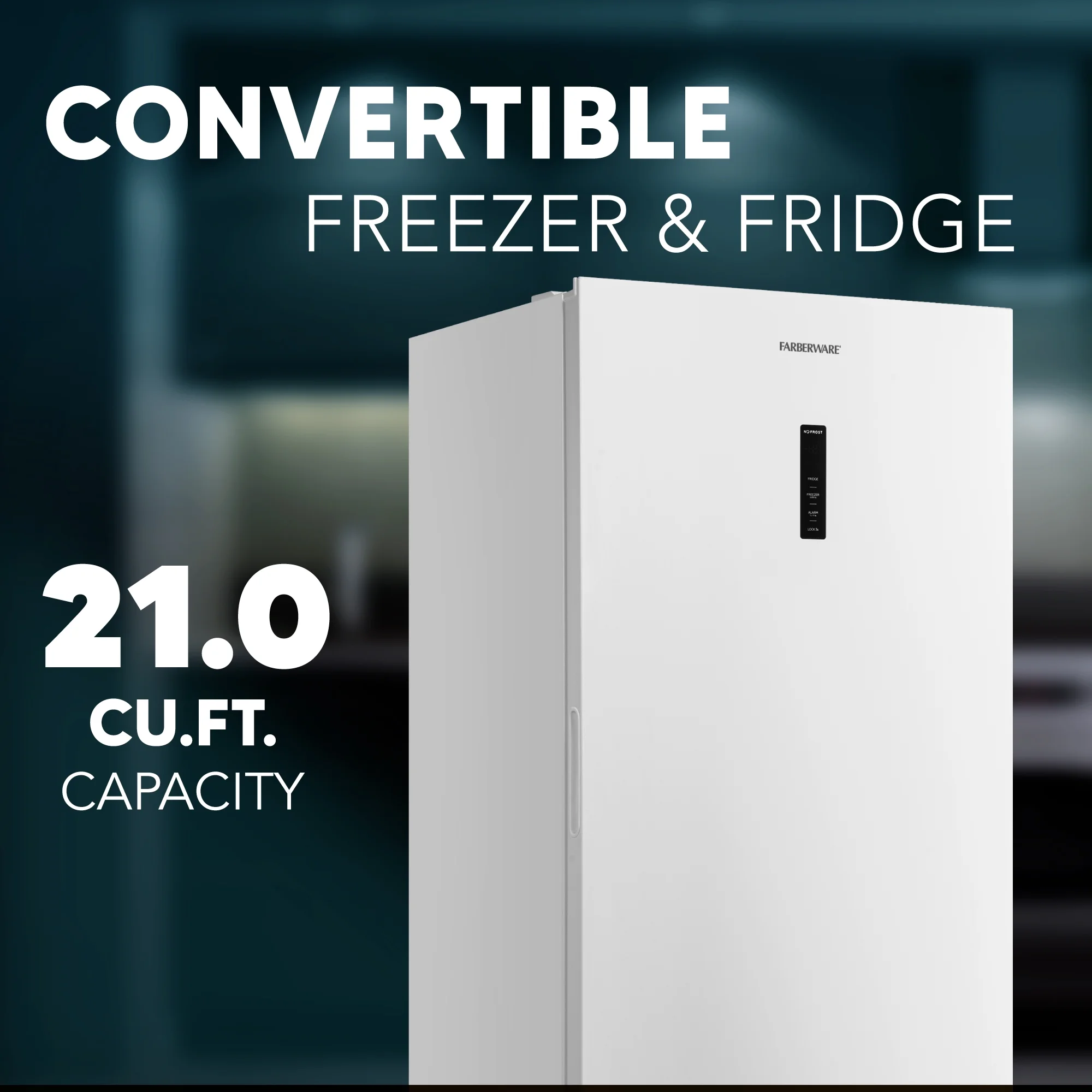 Farberware 21 cu. ft. Upright Convertible Freezer & Fridge, Garage Ready, White - Image 7