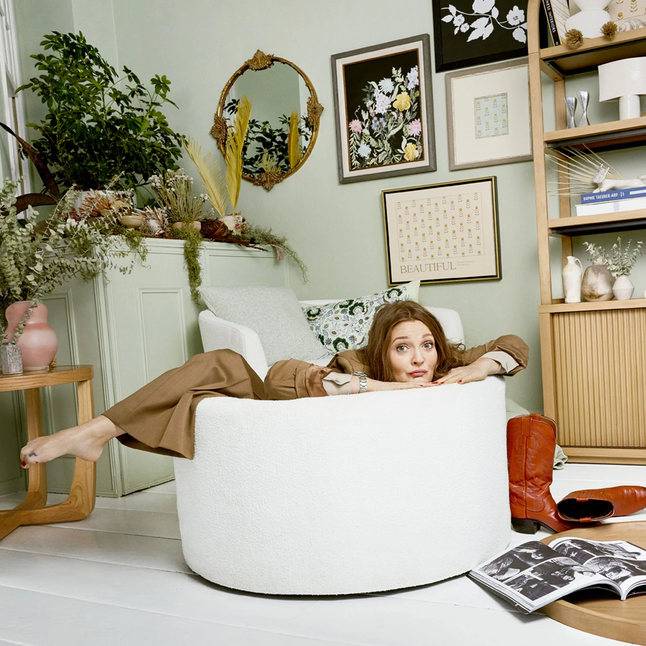 Beautiful Drew Stowaway Coffee Table with Storage by Drew Barrymore, Cream - Image 4