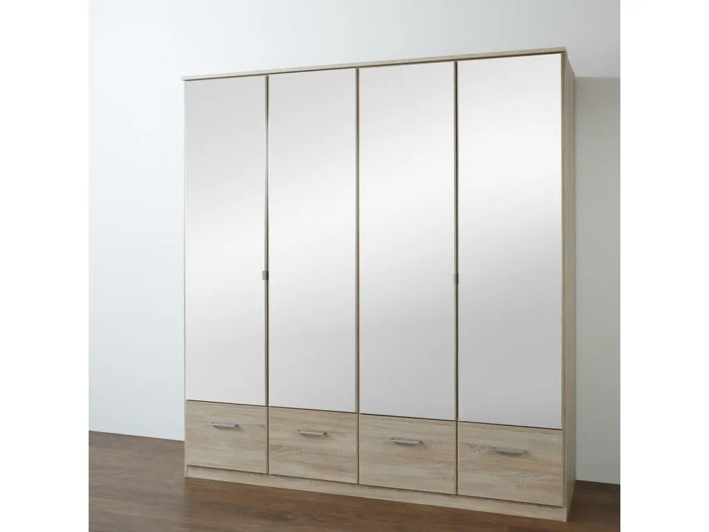 Armario 4 puertas con espejo y 4 cajones - L179 cm 63328pijv
