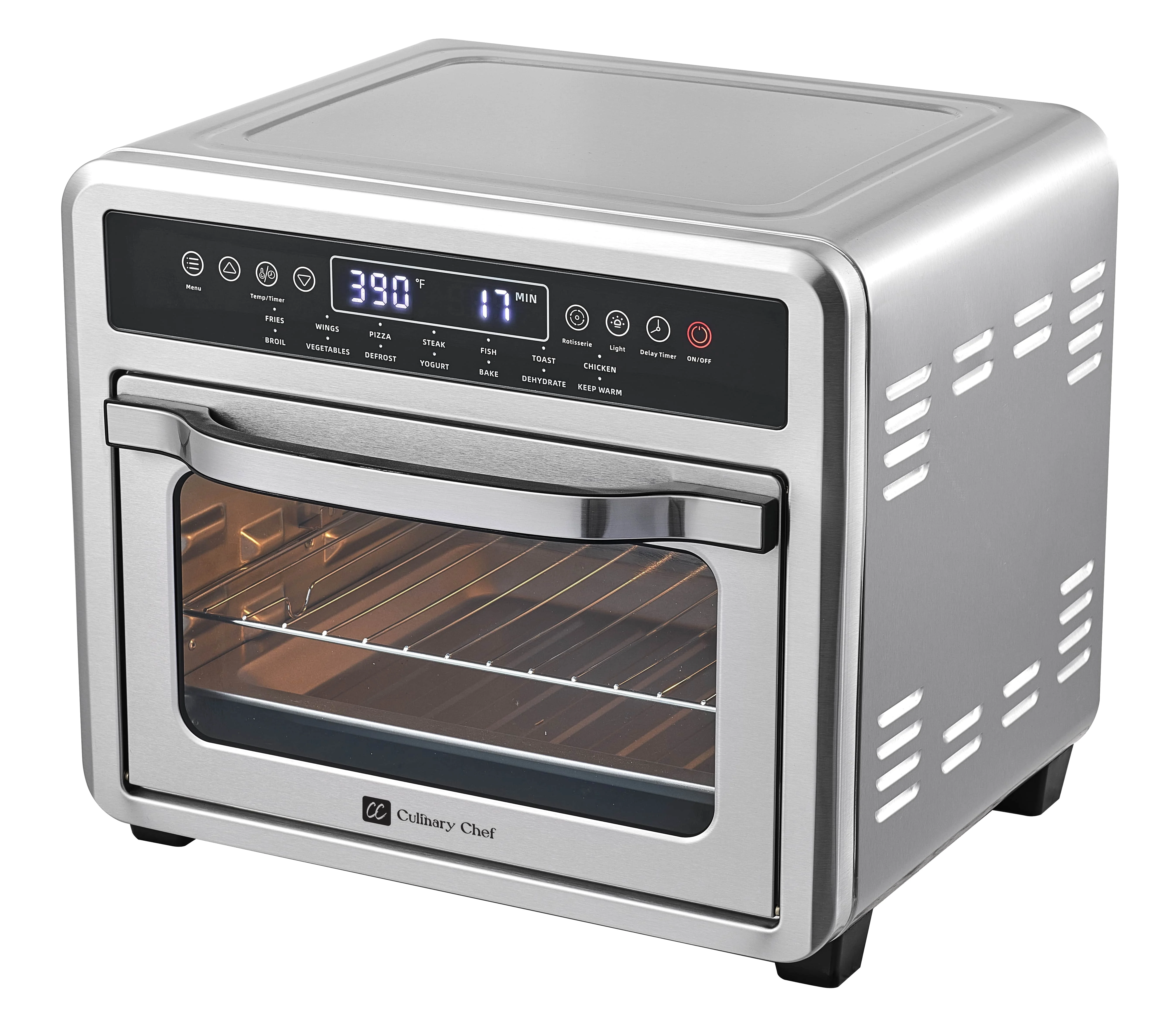 Culinary Chef Air Fryer Oven, Digital, 26 Quart 10-in-1 Countertop Toaster Oven and Air Fryer Combo in Stainless Steel - Image 4