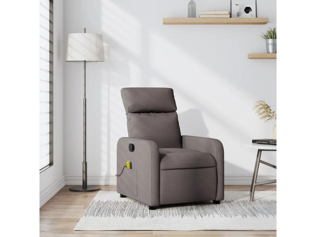 Sillón de masaje reclinable de tela gris taupé