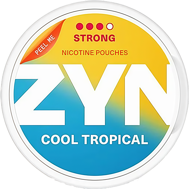 ZYN Cool Tropical 11mg nicotine pouches — Slim Moist can with 20 strong tropical-ice pouches